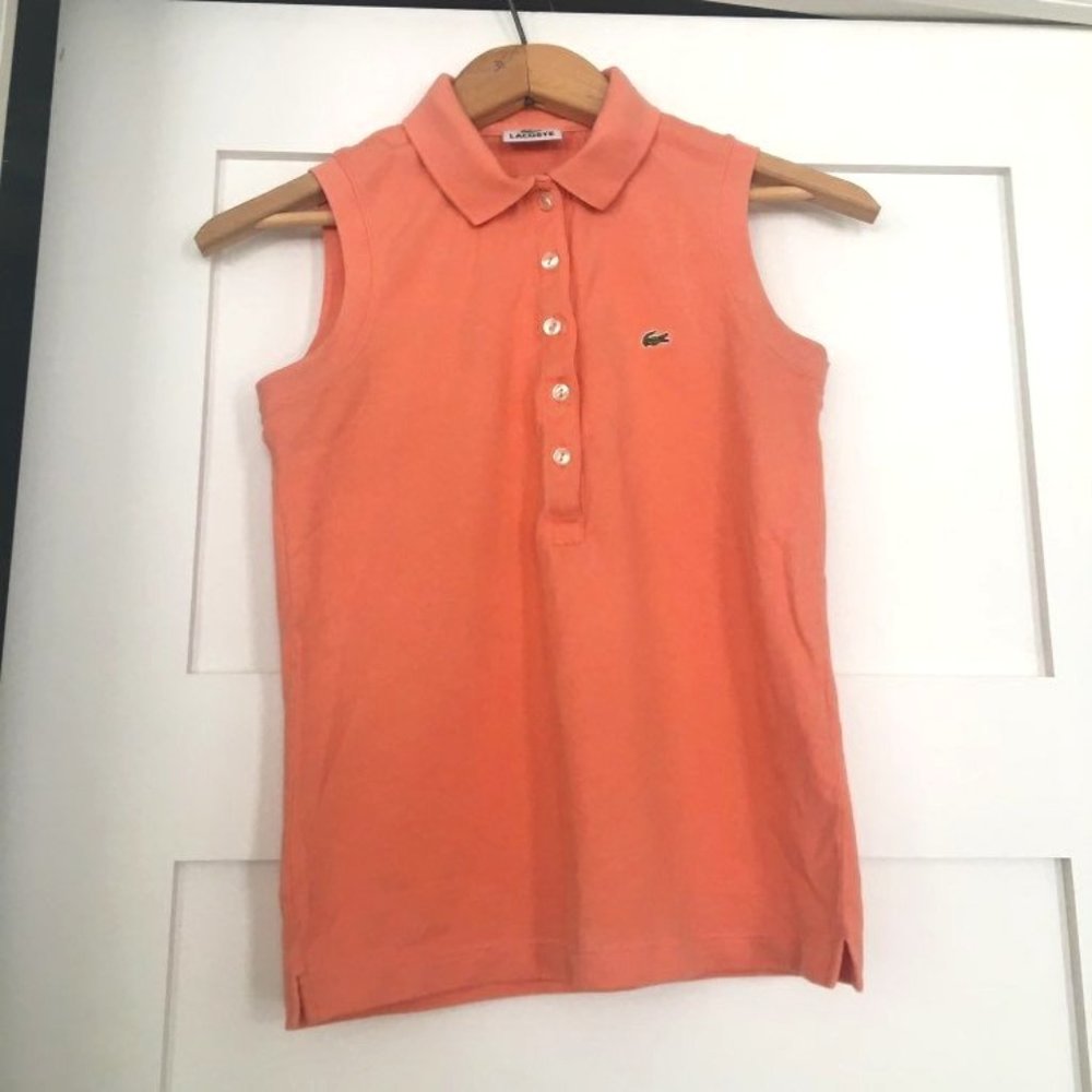 Lacoste Orange Sleeveless Polo Blouse